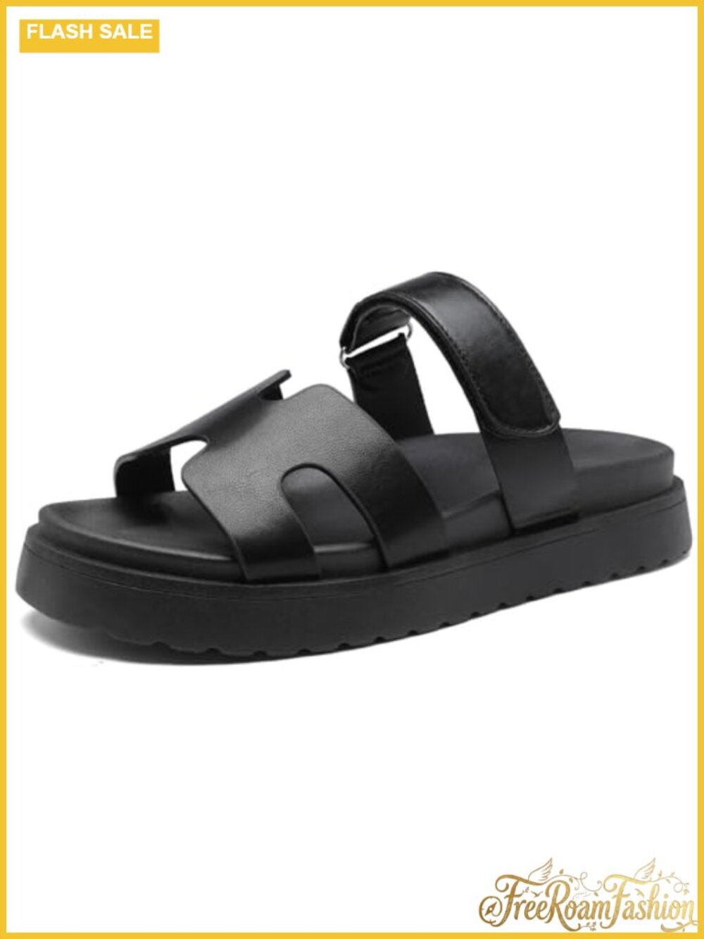 Women's Thick Platform Slide Sandals Non-Slip Sole Open Toe Strap Summer Flats